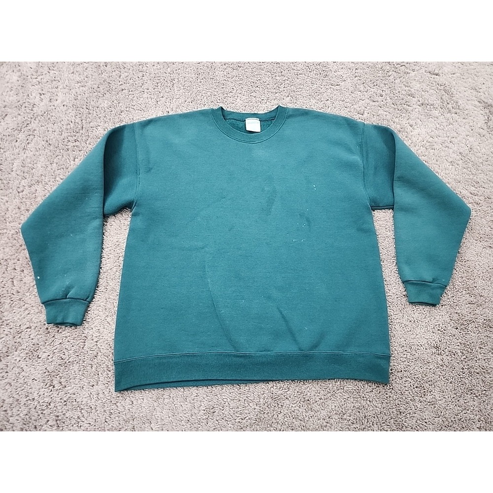 Vintage Mervyns Cheetah Sweatshirt Mens XL Teal Green Crewneck Made in USA